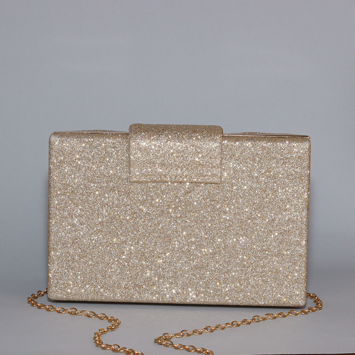 Opulent Gold Glitter Clutch with Exquisite Crystal Brooch