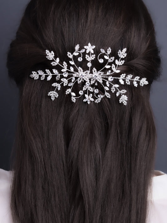 Floral Crystal Mater Hairpiece – Handcrafted Elegance in Hair Adornments