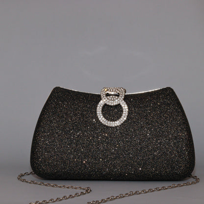 Glamour Clutch with Elegant Shape & Sparkling Circular Clasp