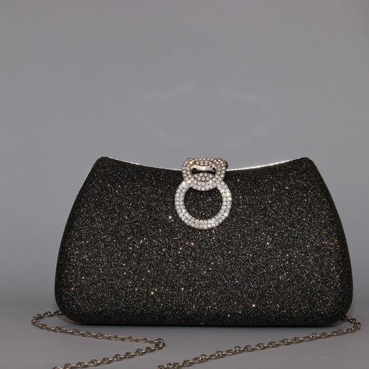 Glamour Clutch with Elegant Shape & Sparkling Circular Clasp