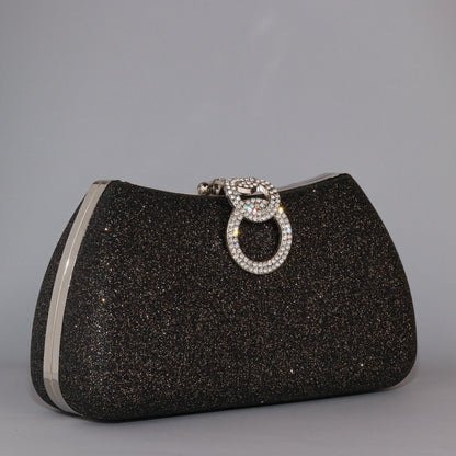 Glamour Clutch with Elegant Shape & Sparkling Circular Clasp