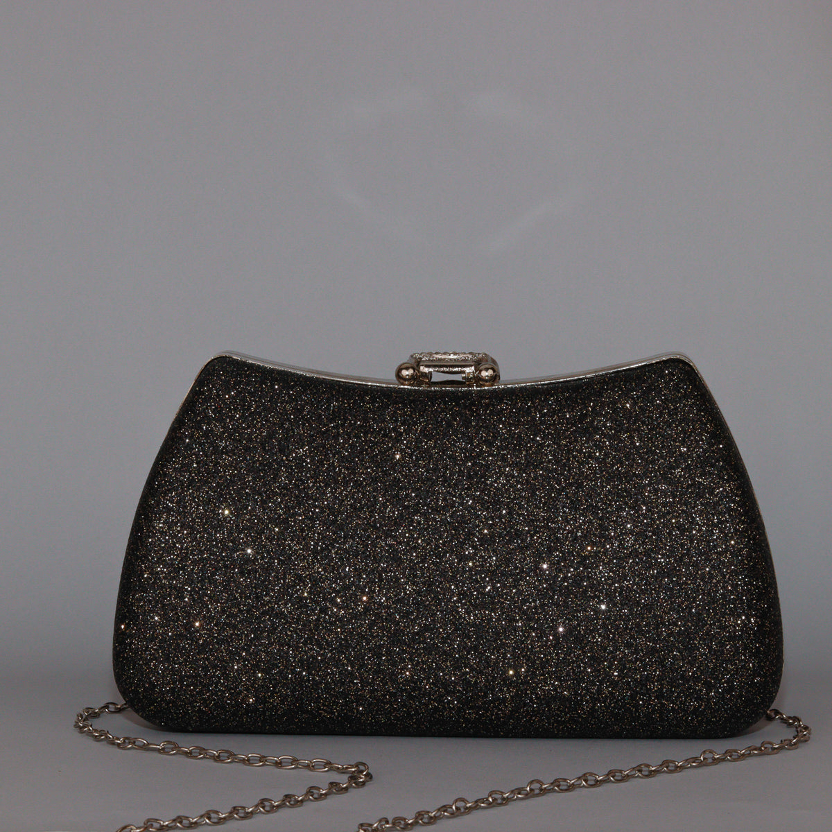 Glamour Clutch with Elegant Shape & Sparkling Circular Clasp