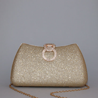 Glamour Clutch with Elegant Shape & Sparkling Circular Clasp