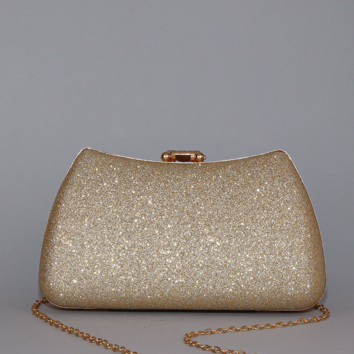 Glamour Clutch with Elegant Shape & Sparkling Circular Clasp