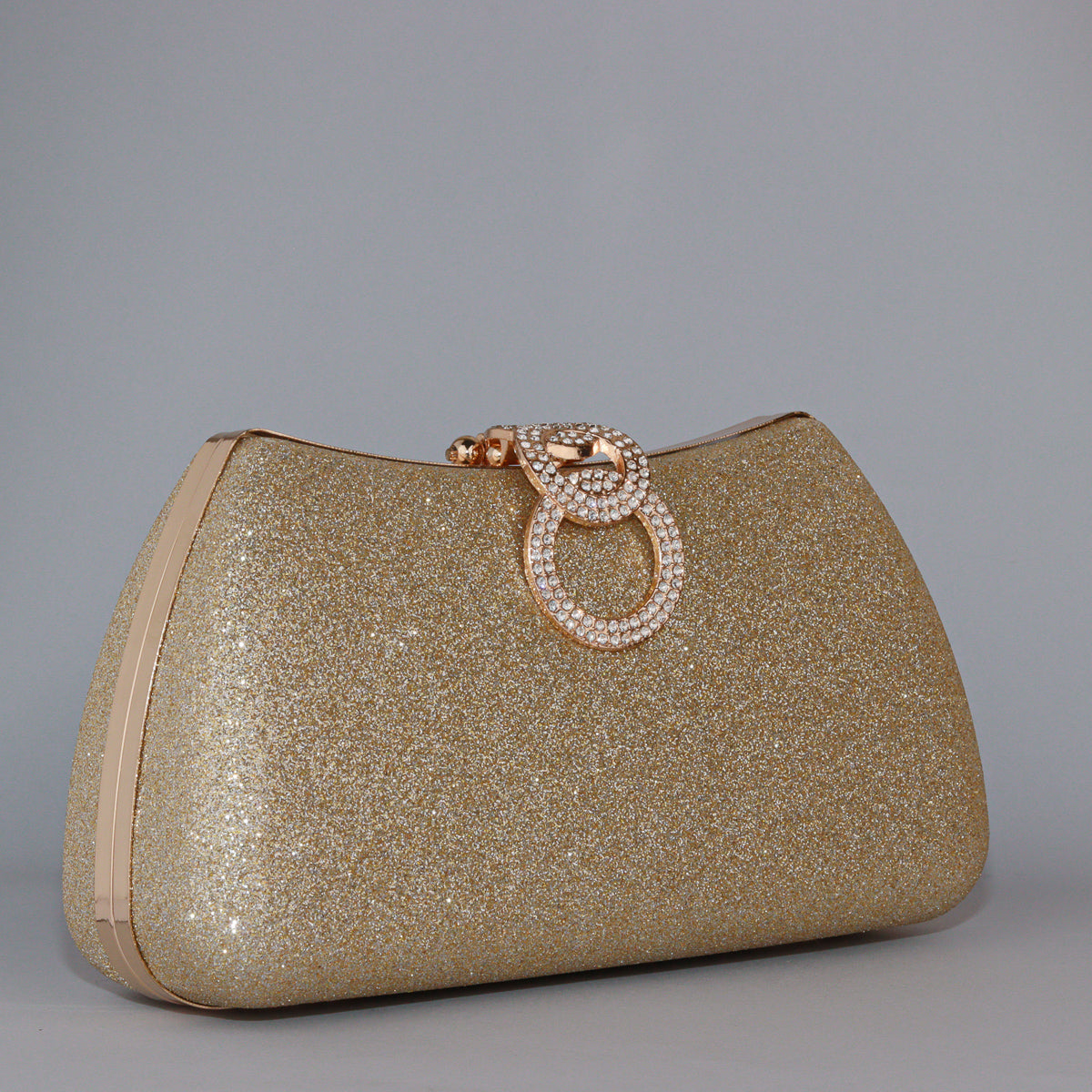 Glamour Clutch with Elegant Shape & Sparkling Circular Clasp