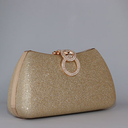 Glamour Clutch with Elegant Shape & Sparkling Circular Clasp