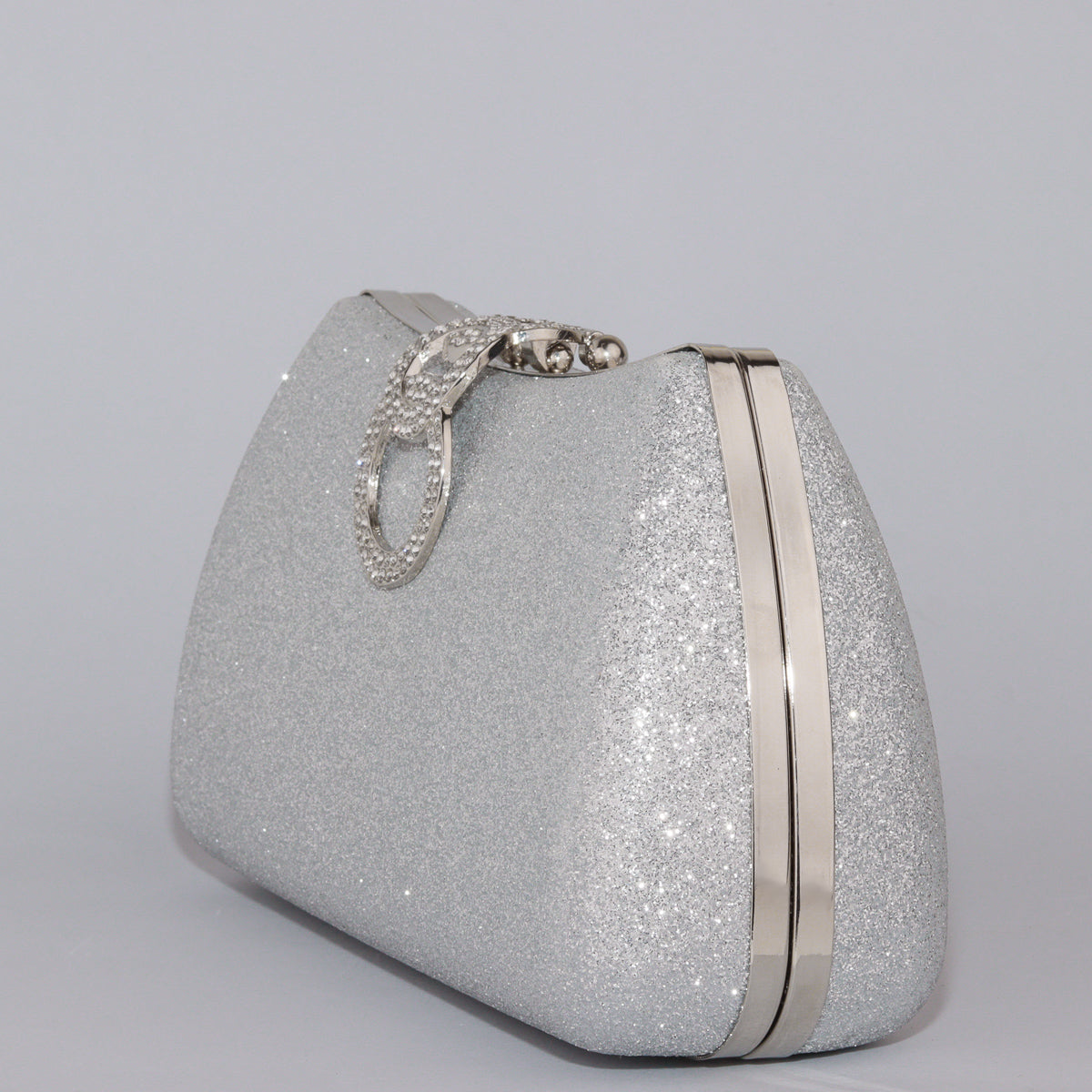 Glamour Clutch with Elegant Shape & Sparkling Circular Clasp