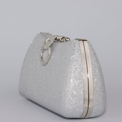 Glamour Clutch with Elegant Shape & Sparkling Circular Clasp