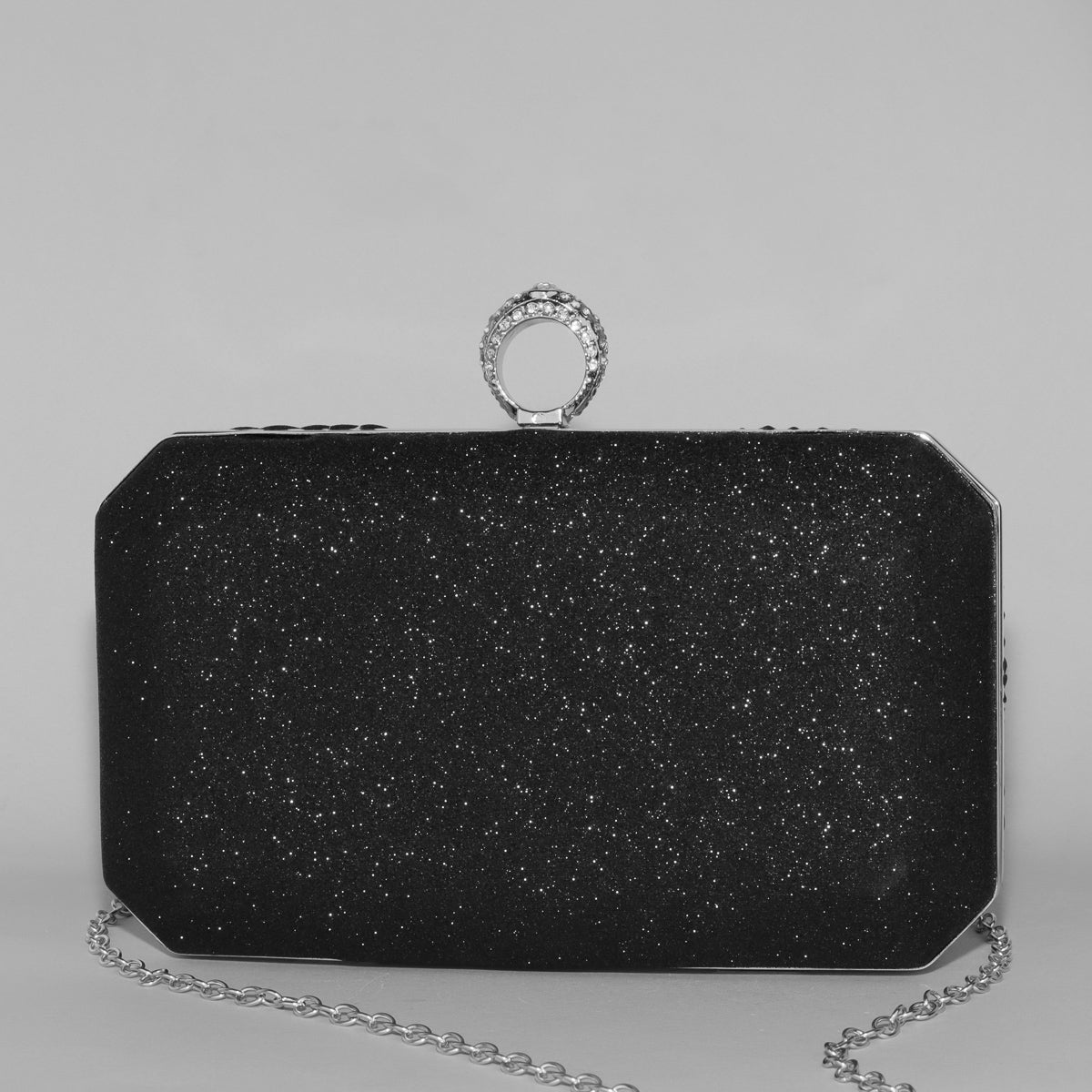 Glitter Clutch with Pleated Design & Astonishing Ring Clasp