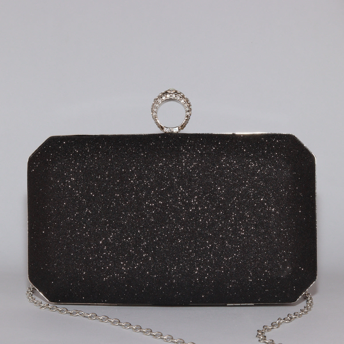 Glitter Clutch with Pleated Design & Astonishing Ring Clasp