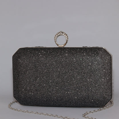 Glitter Clutch with Pleated Design & Astonishing Ring Clasp