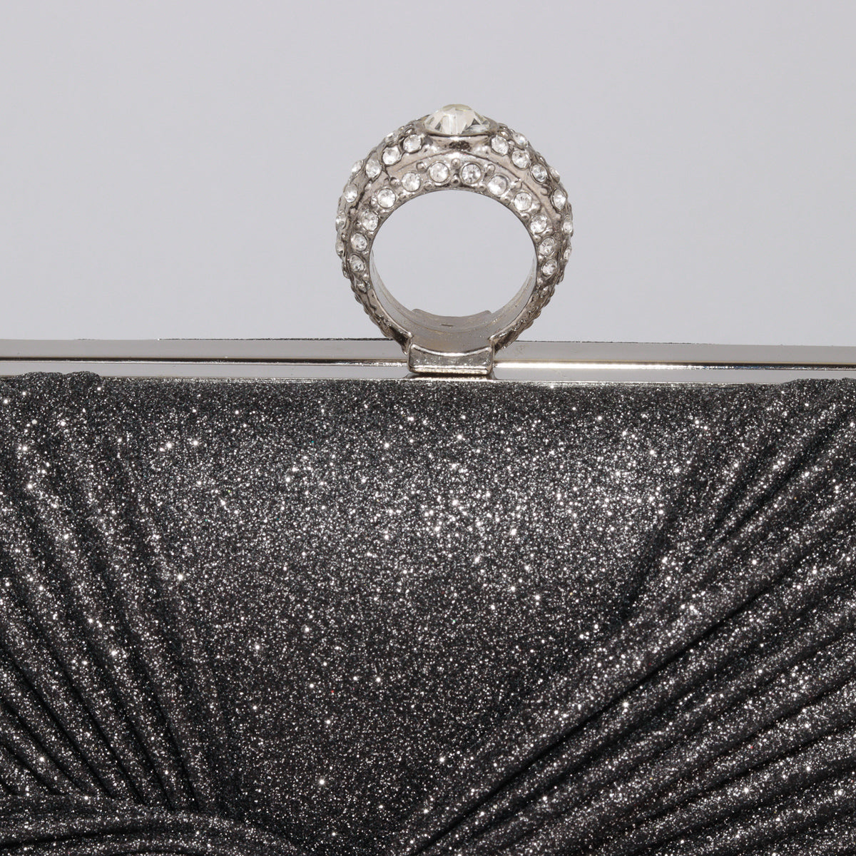 Glitter Clutch with Pleated Design & Astonishing Ring Clasp