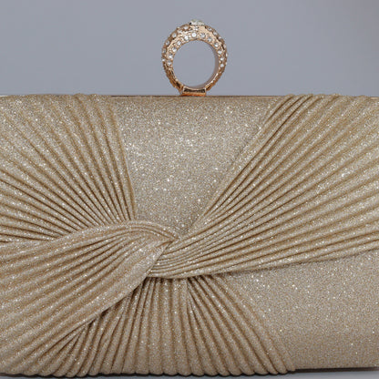 Glitter Clutch with Pleated Design & Astonishing Ring Clasp