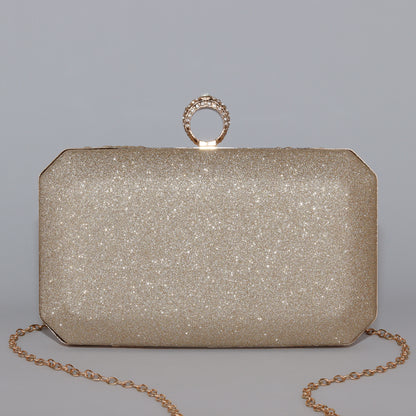 Glitter Clutch with Pleated Design & Astonishing Ring Clasp