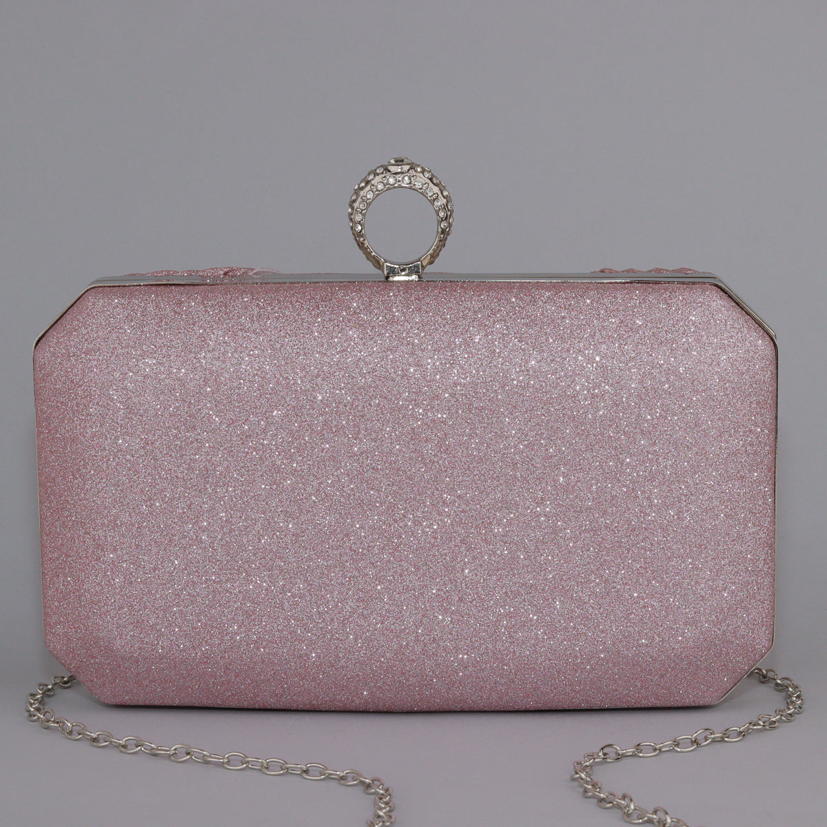 Glitter Clutch with Pleated Design & Astonishing Ring Clasp