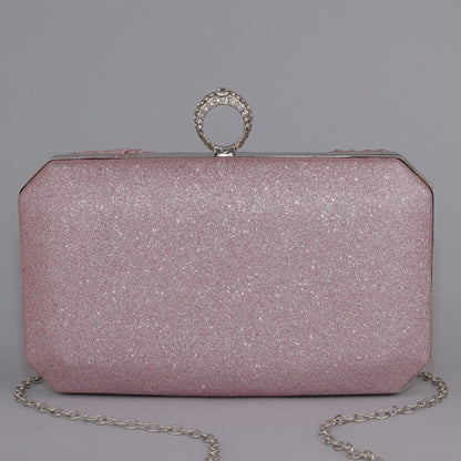 Glitter Clutch with Pleated Design & Astonishing Ring Clasp