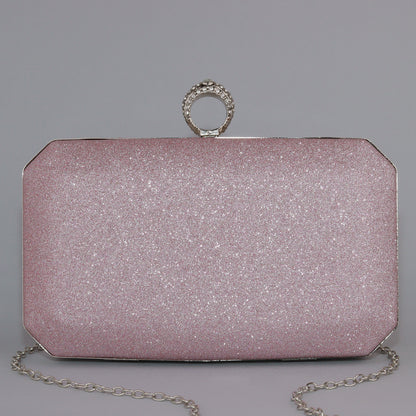 Glitter Clutch with Pleated Design & Astonishing Ring Clasp