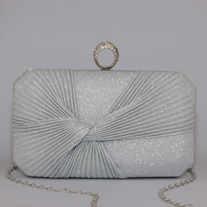 Glitter Clutch with Pleated Design & Astonishing Ring Clasp