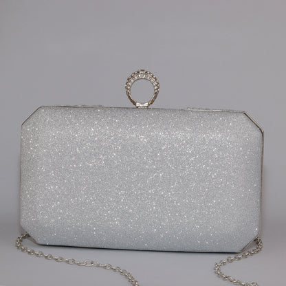 Glitter Clutch with Pleated Design & Astonishing Ring Clasp