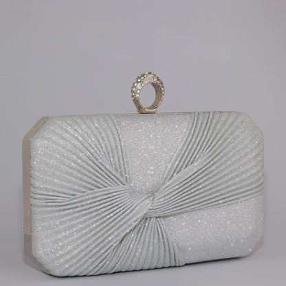 Glitter Clutch with Pleated Design & Astonishing Ring Clasp