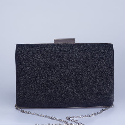 Glittering Horizon Rectangular Clutch with Minimalist Sleek Clasp