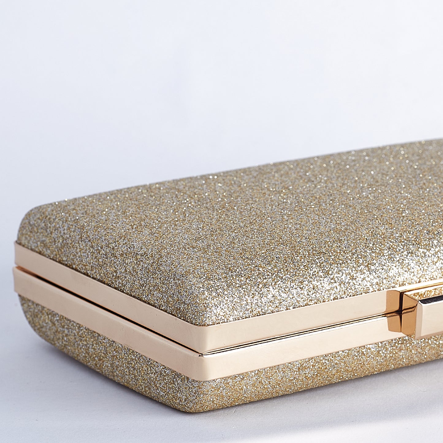 Glittering Horizon Rectangular Clutch with Minimalist Sleek Clasp