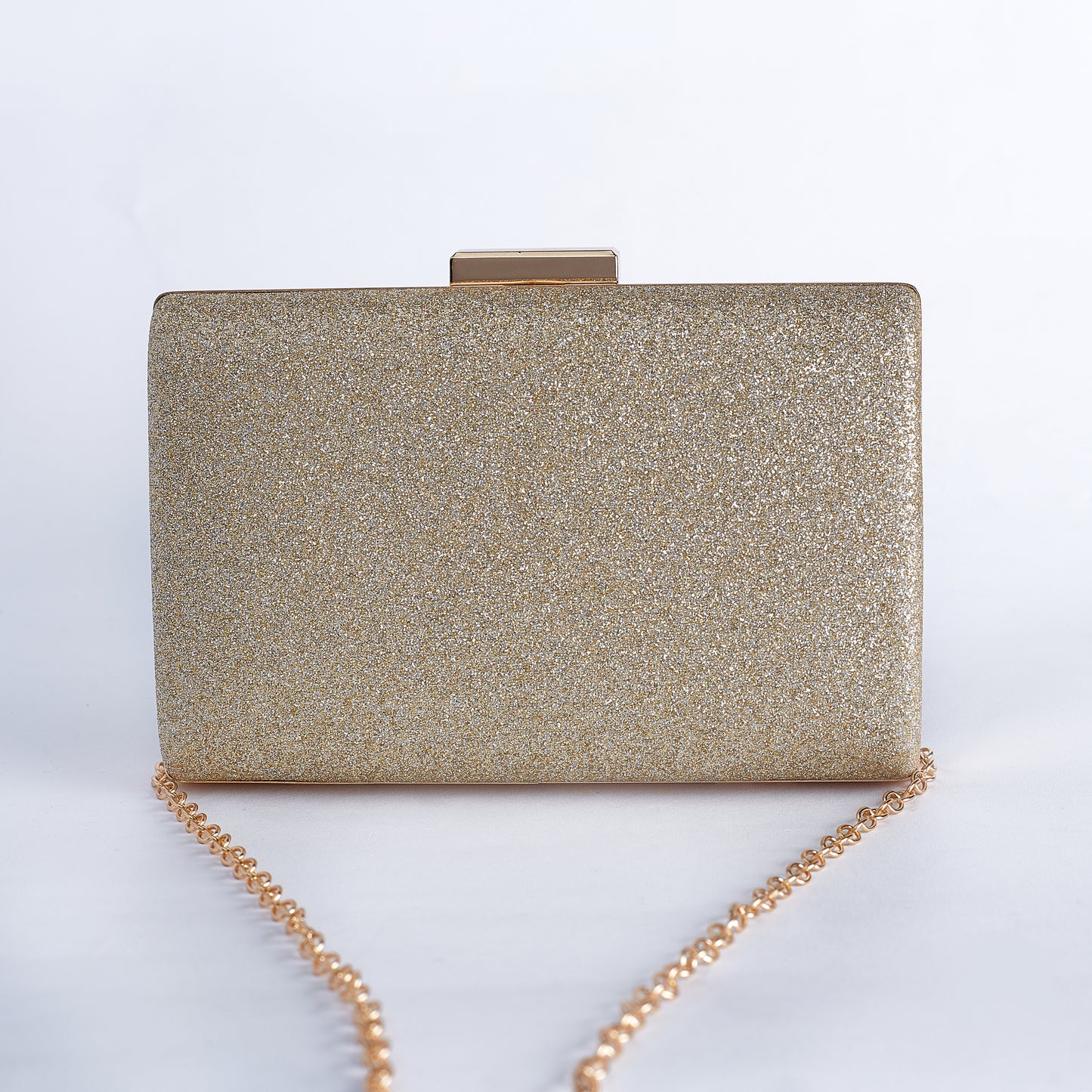 Glittering Horizon Rectangular Clutch with Minimalist Sleek Clasp