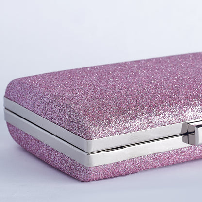 Glittering Horizon Rectangular Clutch with Minimalist Sleek Clasp