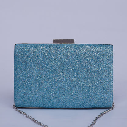 Glittering Horizon Rectangular Clutch with Minimalist Sleek Clasp