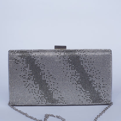 Midnight Glamour: Silver and Black Sequin Clutch Bag