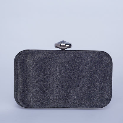 Midnight Shimmer Textured Clutch with Diamond Shape Crystal Clasp