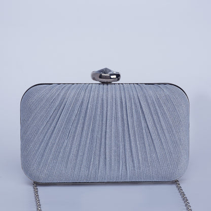 Midnight Shimmer Textured Clutch with Diamond Shape Crystal Clasp