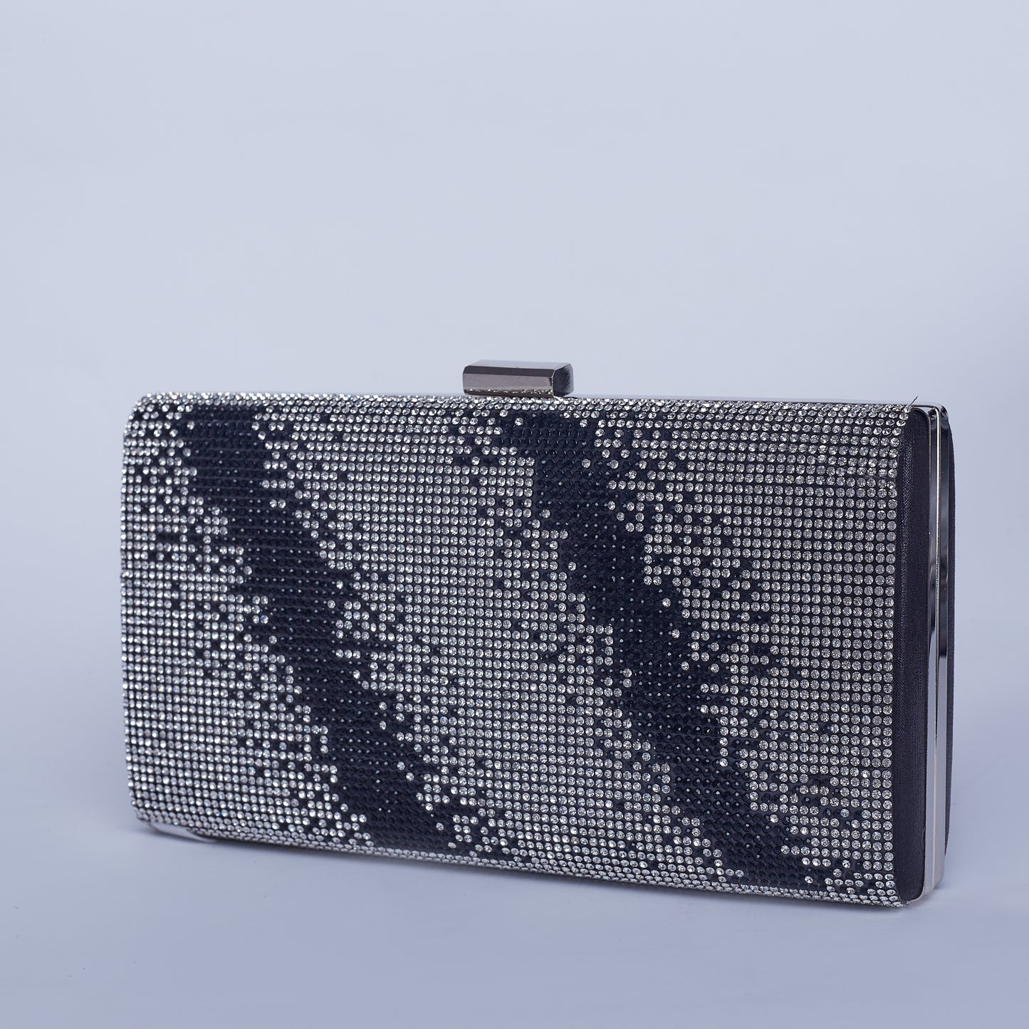 Midnight Glamour: Silver and Black Sequin Clutch Bag