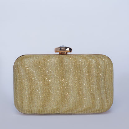 Midnight Shimmer Textured Clutch with Diamond Shape Crystal Clasp