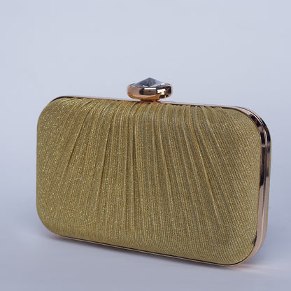 Midnight Shimmer Textured Clutch with Diamond Shape Crystal Clasp