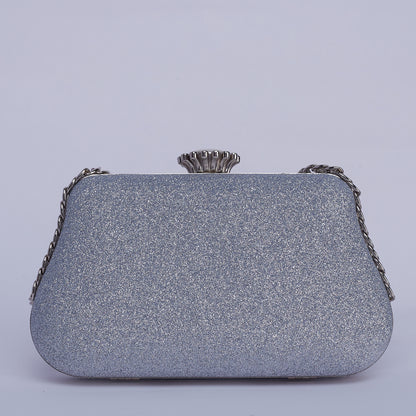 Vibrant Twilight Crystal-Encrusted Clutch with Gleaming double Chain Handle & Marble design lock