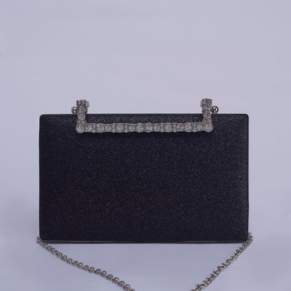 Stardust Glittering Clutch with Crystal-Embellished Handle