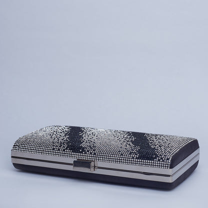 Midnight Glamour: Silver and Black Sequin Clutch Bag