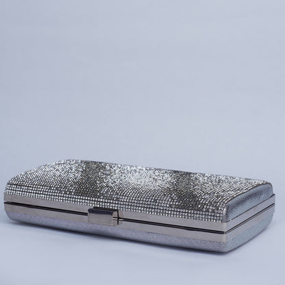 Midnight Glamour: Silver and Black Sequin Clutch Bag