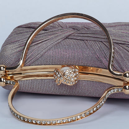 Evening Clutch with Crystal-Embellished Double Handle and Pearl-Encrusted Twist Lock