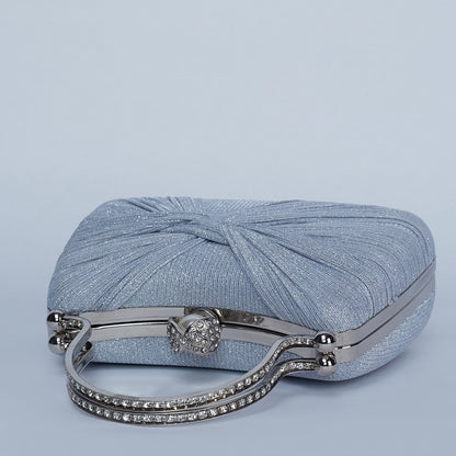 Evening Clutch with Crystal-Embellished Double Handle and Pearl-Encrusted Twist Lock